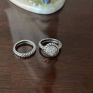 Elegant sterling Silver with Moissanite / cubic stones. Women's Ring Set